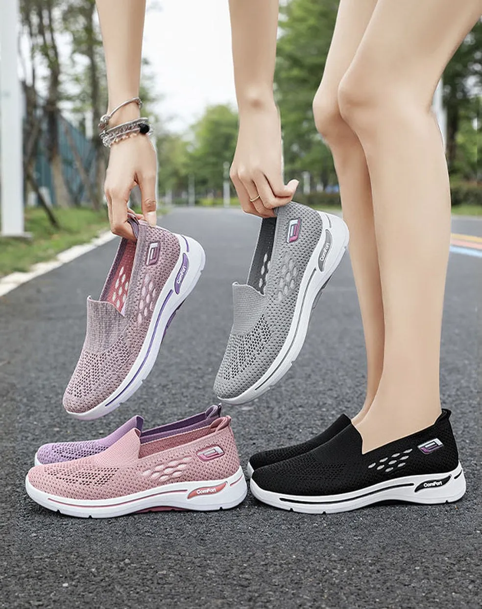 Comfortable Memory Foam Slip-On Sneakers with Breathable Design