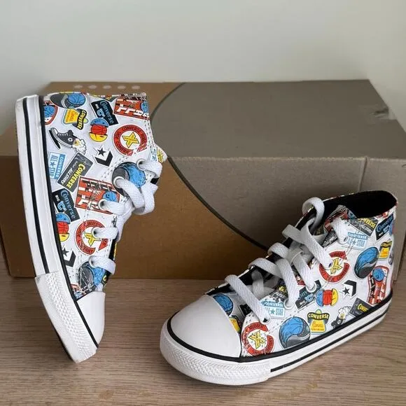 Converse Taylor All Star Hi Top‘Happy Hoops’ Toddler Sneakers- SZ 10 C