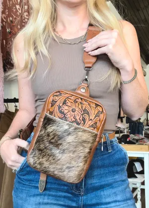 Cowhide Sling Bag |Brown|