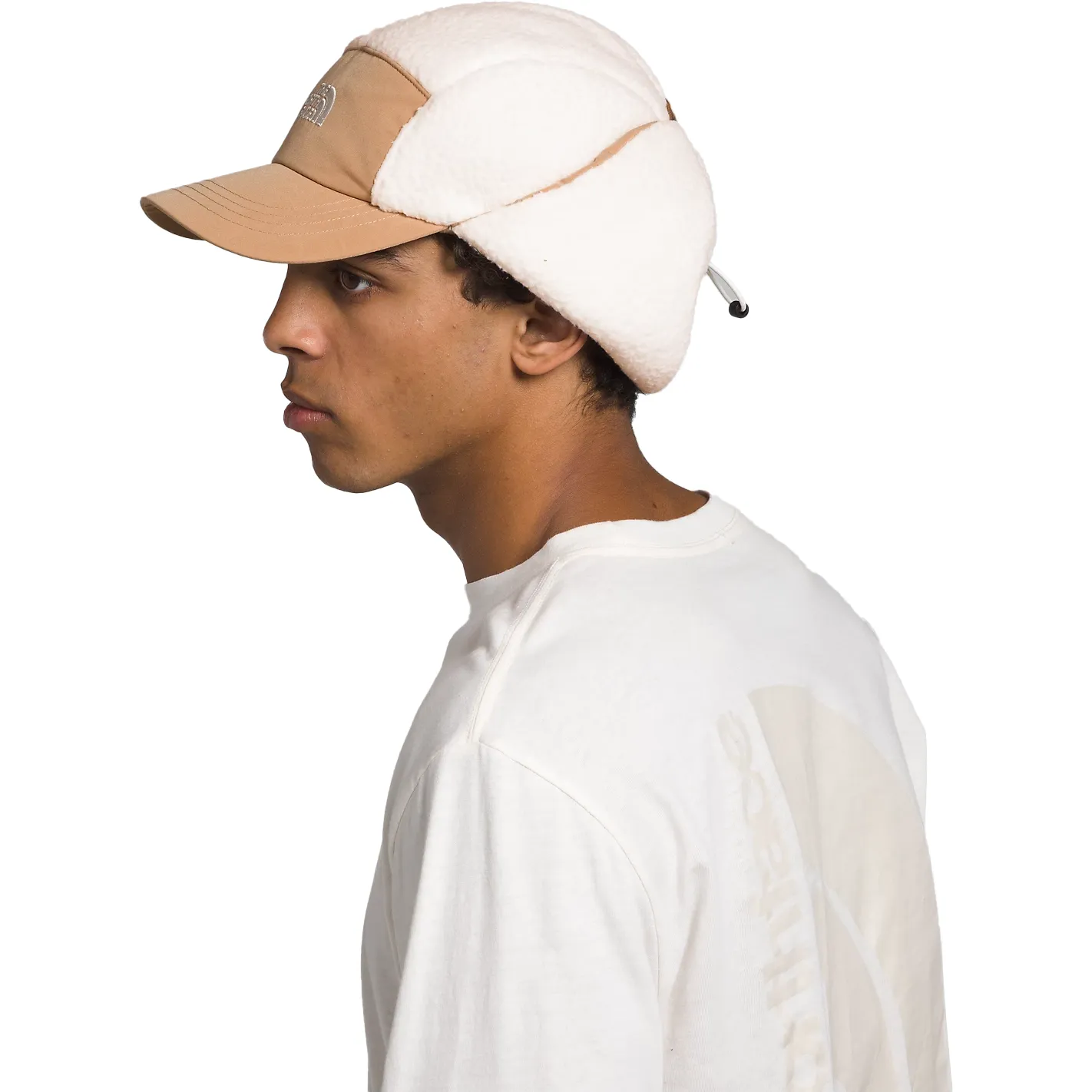 Cragmont Fleece Trapper Hat, White/Almond Butter