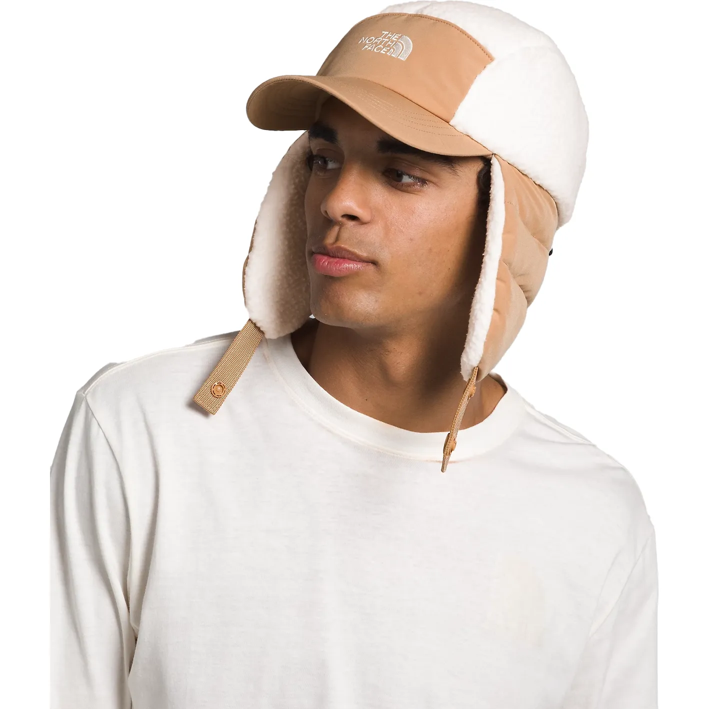 Cragmont Fleece Trapper Hat, White/Almond Butter
