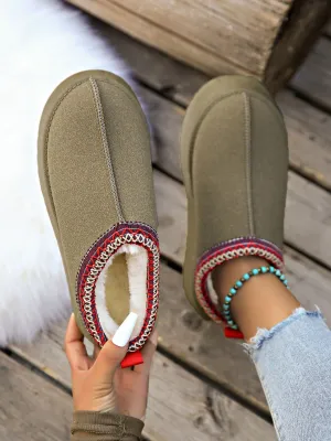 Creamtopmall Low-top fleece lining slip-on snow boots