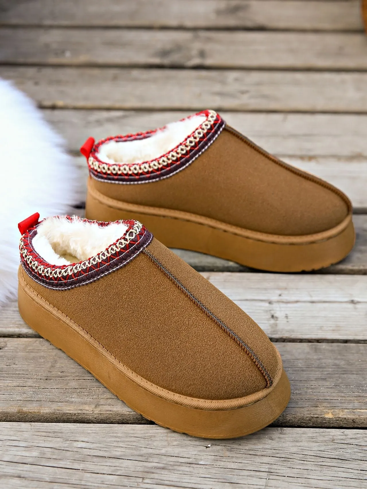 Creamtopmall Low-top fleece lining slip-on snow boots
