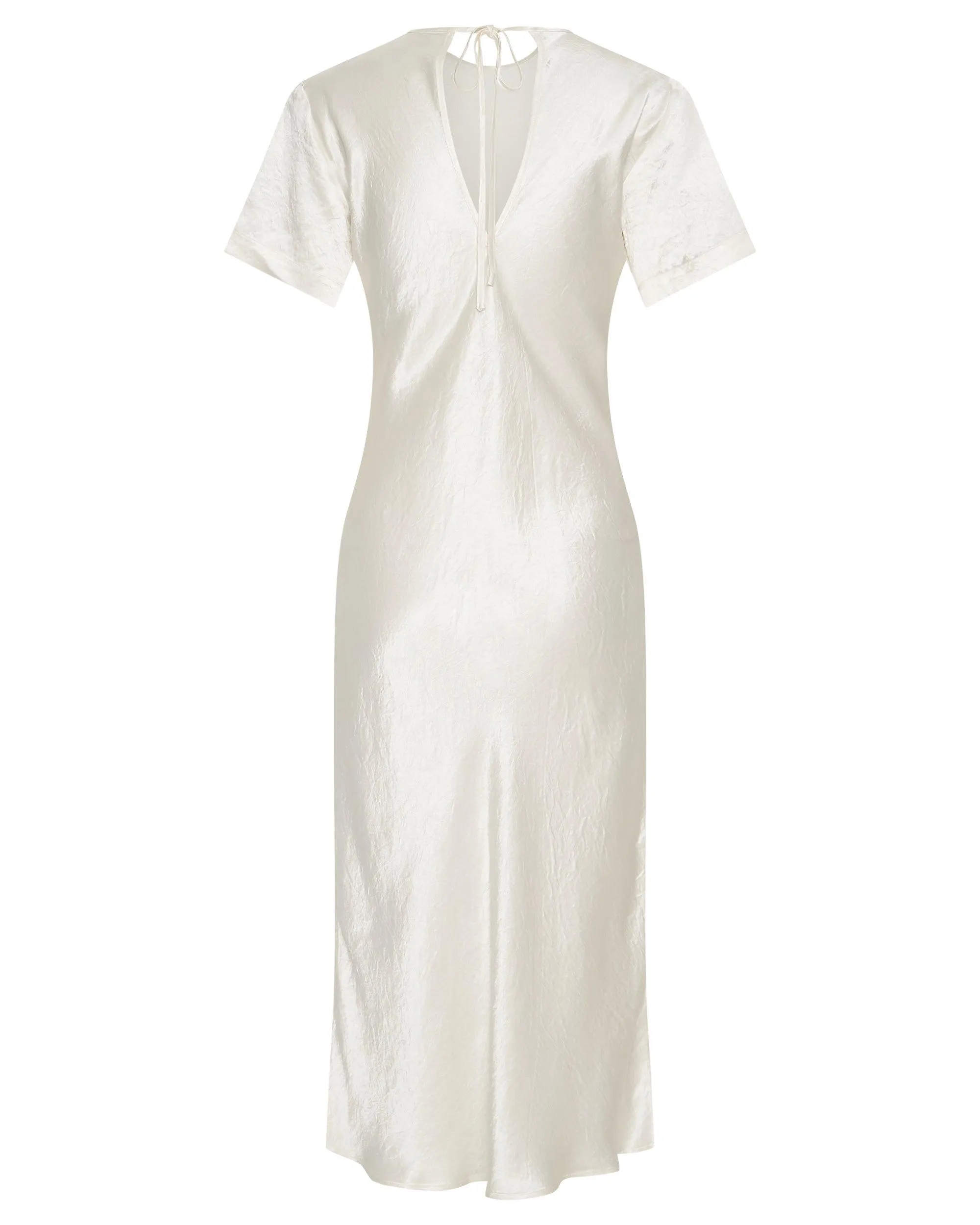 CRUSH BIAS TEE MIDI DRESS | CREAM