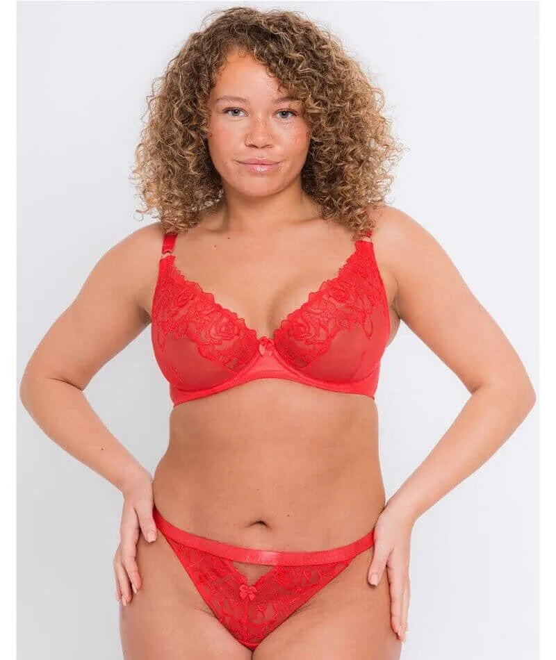 Curvy Kate Stand Out Scooped Plunge Bra - Fiery Red