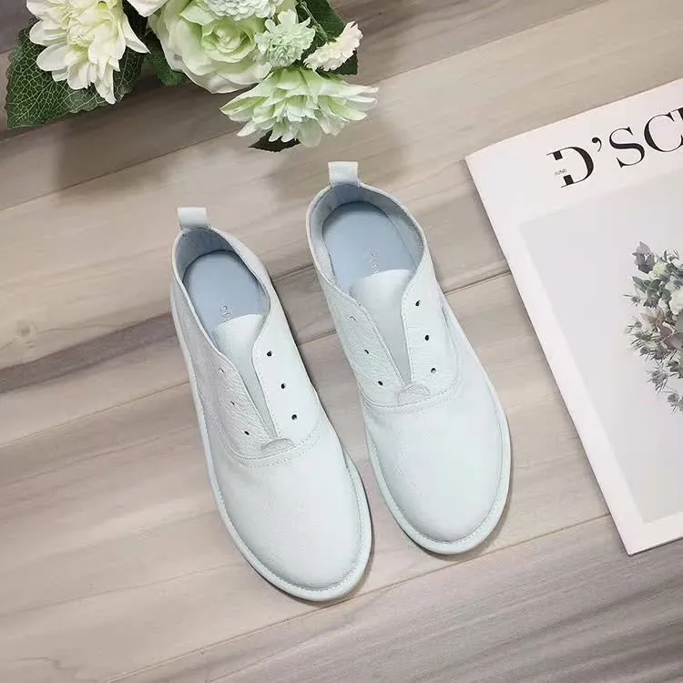Customized Women Sneakers Genuine Leather Trainers White Shoes