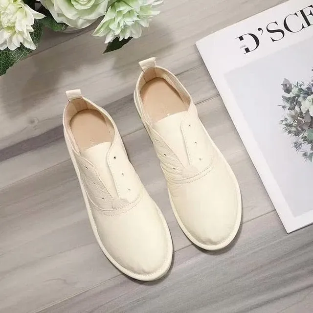 Customized Women Sneakers Genuine Leather Trainers White Shoes