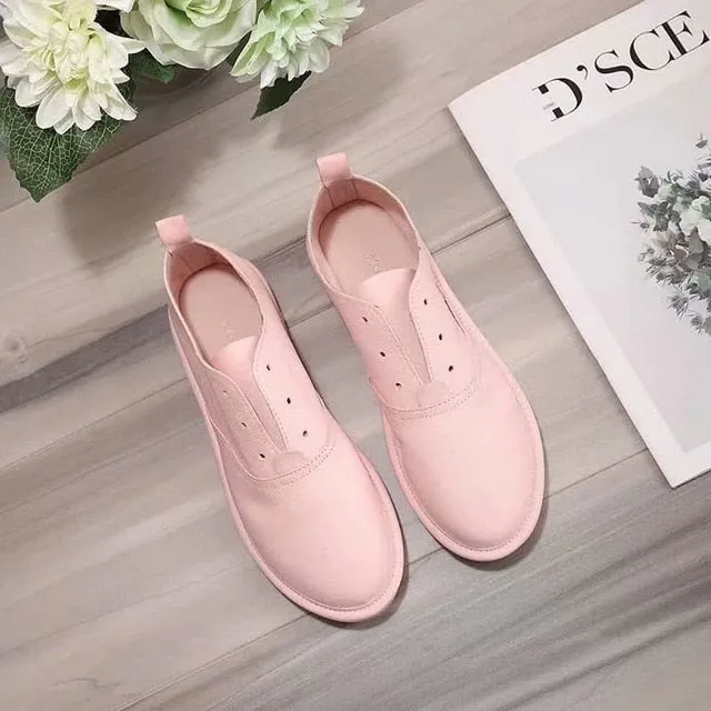 Customized Women Sneakers Genuine Leather Trainers White Shoes
