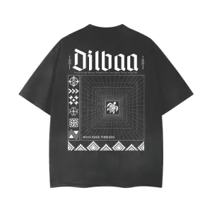Dilbaa Two Spirit Pride Navajo Nation Streetwear Graphic Tee on Black Gray Vintage Wash Frayed T-Shirt - 260 GSM