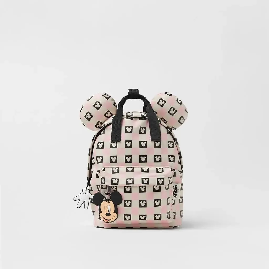Disney Cartoon Mickey Mouse Cute Fashion Backpack Women's Minnie Canvas School Bag Fashion Large Capacity Backpack Girls Mochila