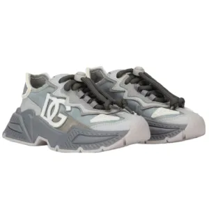 DOLCE AND GABBANA KIDS TODDLER MIXED-MATERIAL DAYMASTER SNEAKERS GREY