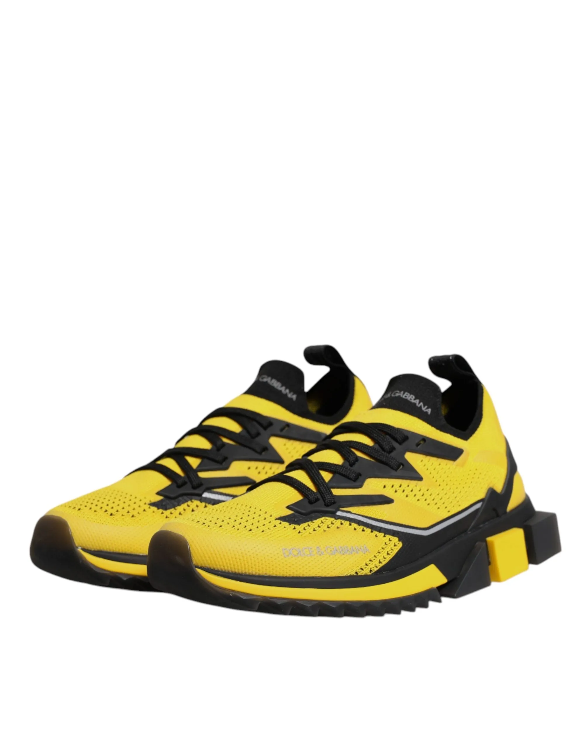 Dolce&Gabbana SORRENTO Men Yellow Sneakers Polyester Lace Up Wedge Trainer Shoes
