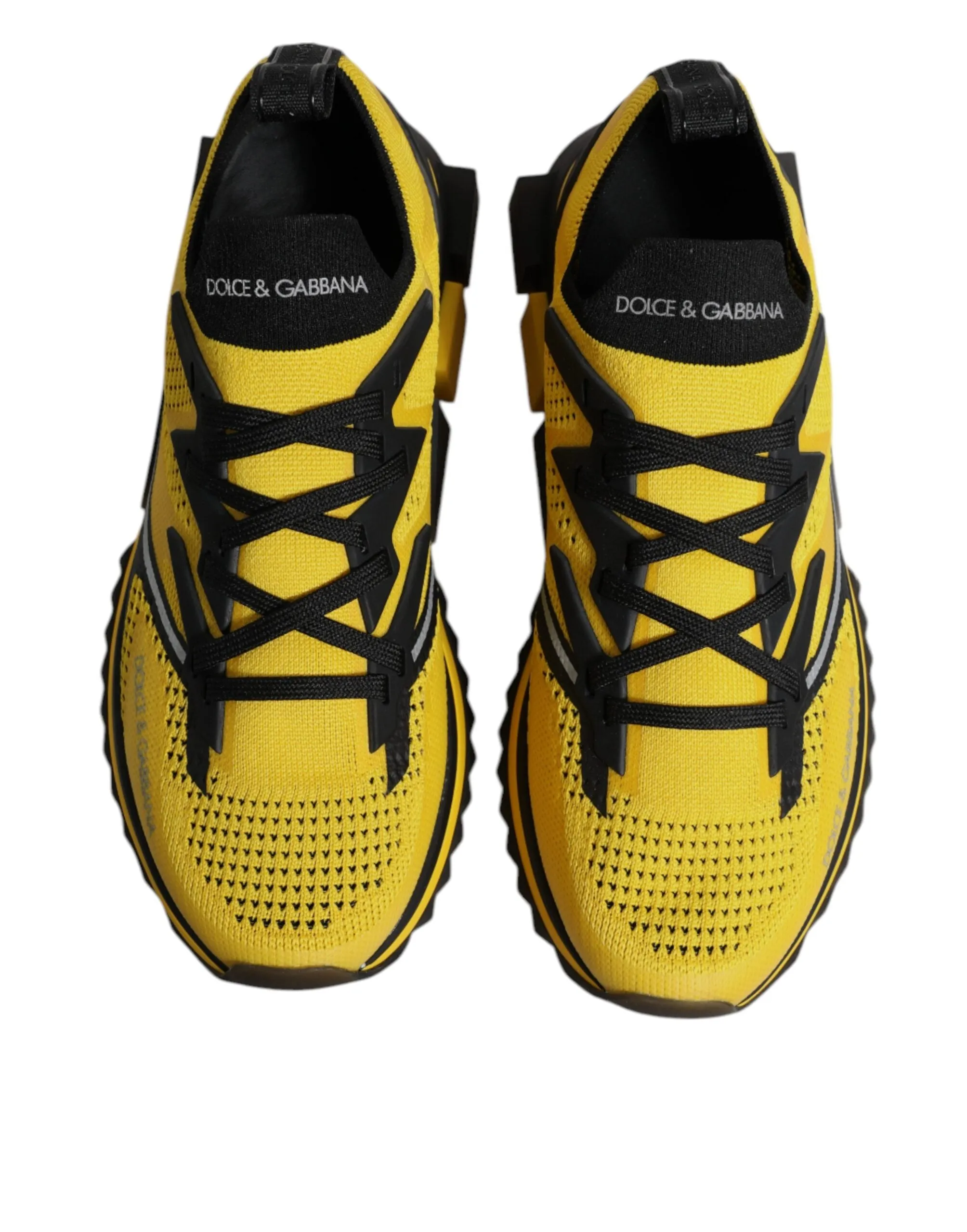 Dolce&Gabbana SORRENTO Men Yellow Sneakers Polyester Lace Up Wedge Trainer Shoes