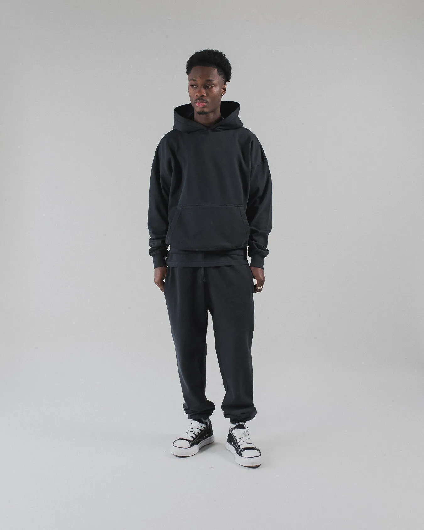 Drop Shoulder Hoodie - Vintage Black