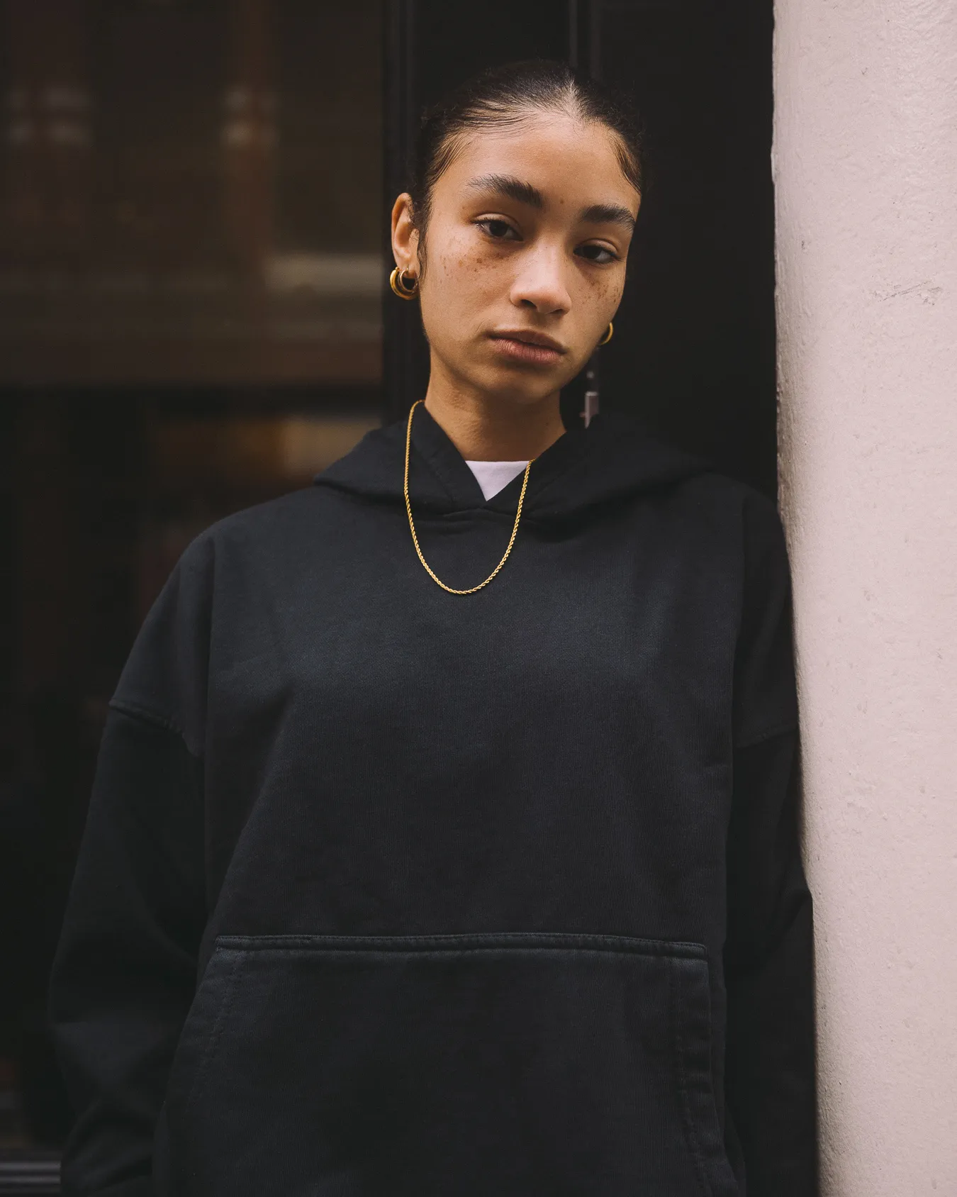 Drop Shoulder Hoodie - Vintage Black