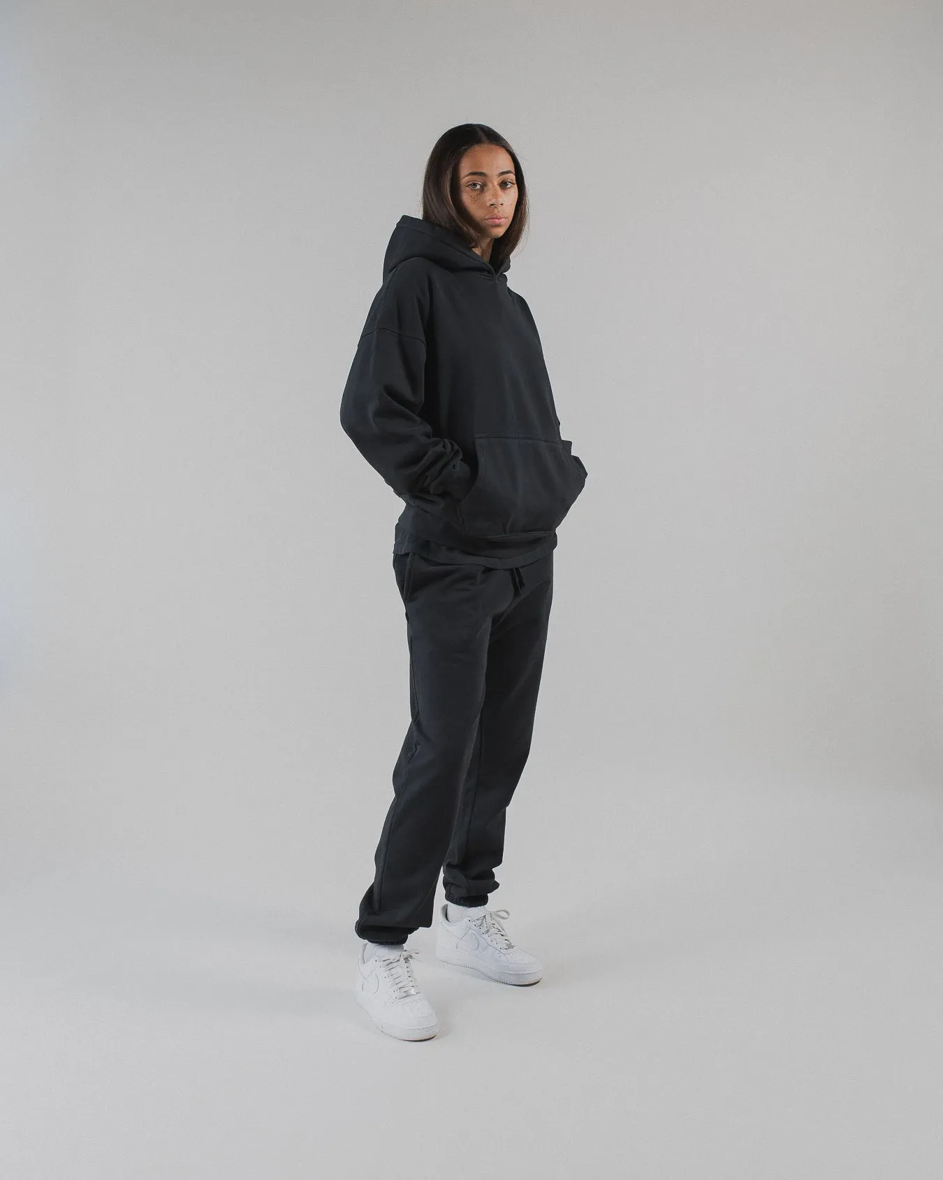 Drop Shoulder Hoodie - Vintage Black