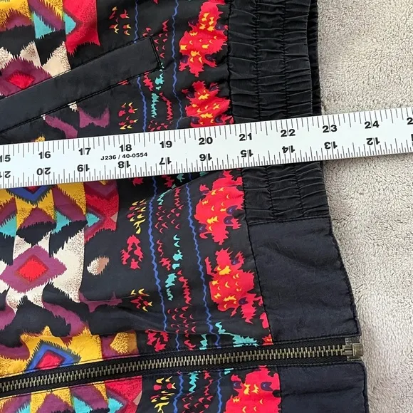 East West Silks Vintage 80s Silk Jacket Full Zip Aztec Southwestern Womens M