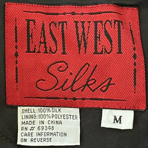 East West Silks Vintage 80s Silk Jacket Full Zip Aztec Southwestern Womens M