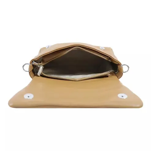 Elegant Quilted Sling Bag with Mini Pouch (Brown / Beige)