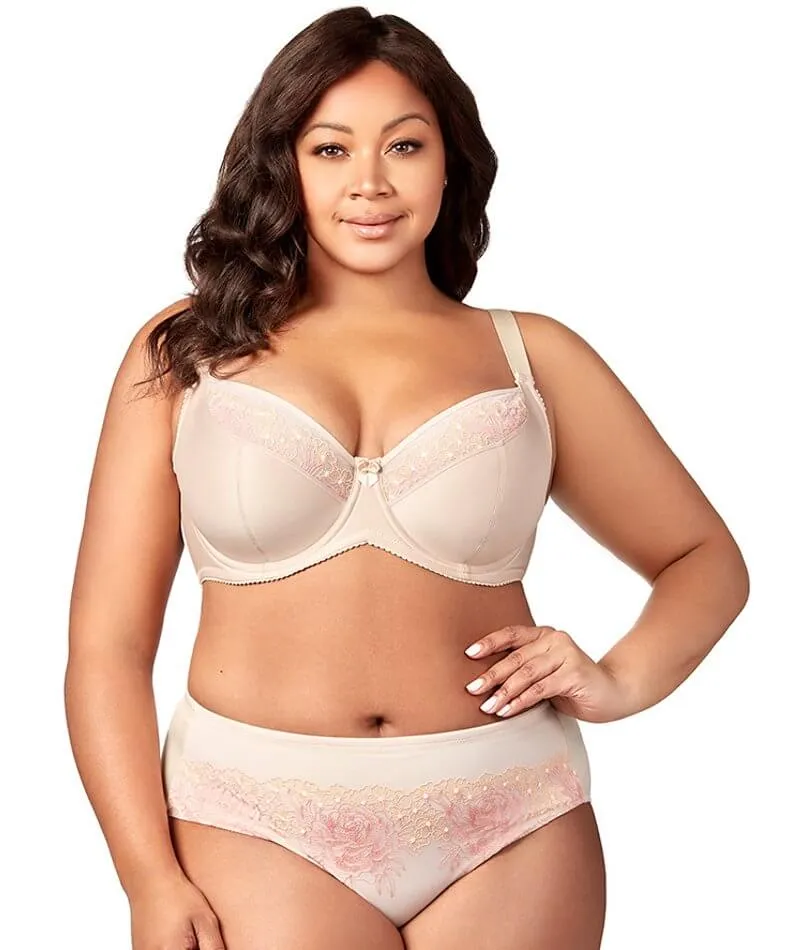 Elila Swiss Embroidered Underwire Balcony Bra - Nude