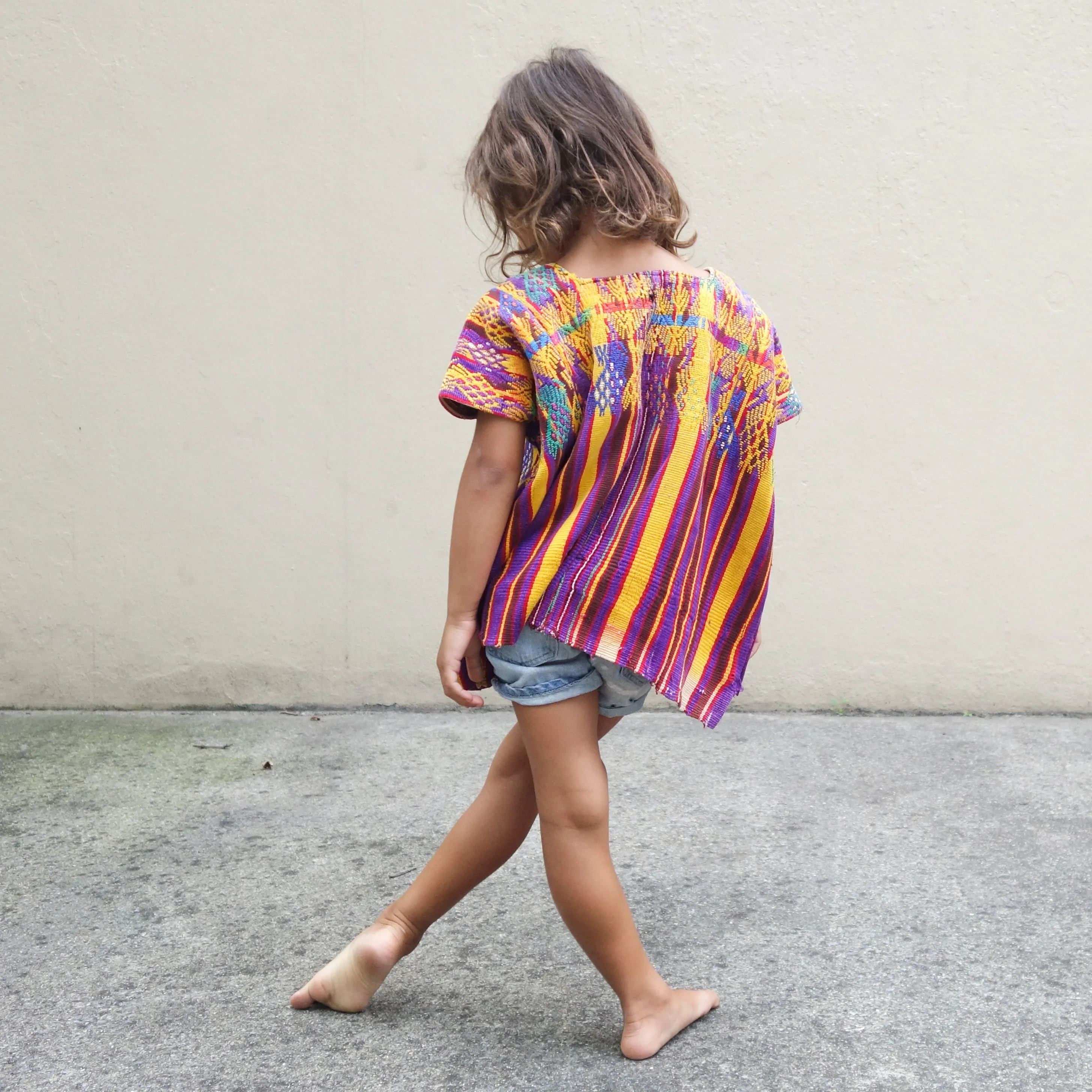 Embroidered Huipil Mustard/Purple (8-10Y)