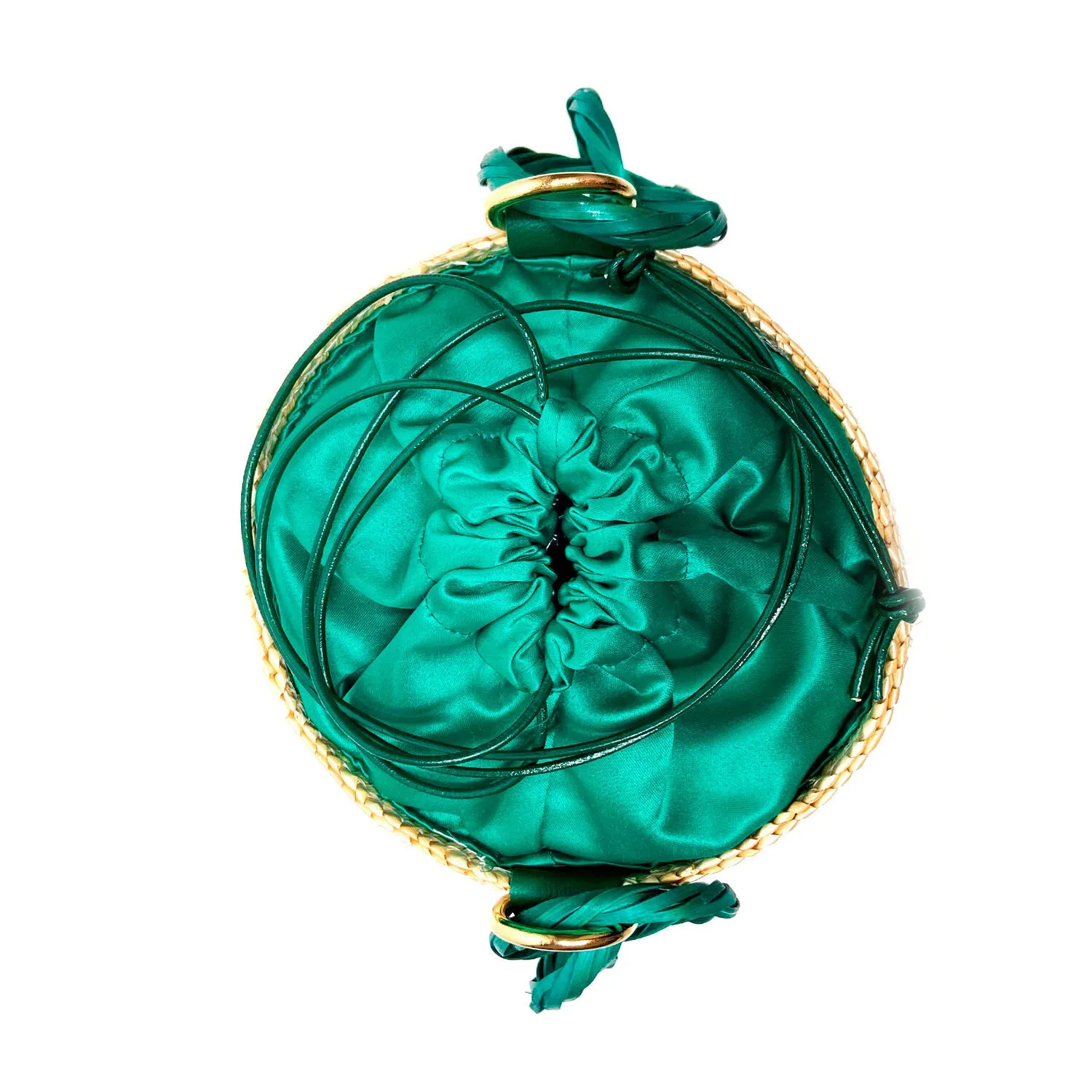 Emerald Mint Raffia Bucket Beach Bag