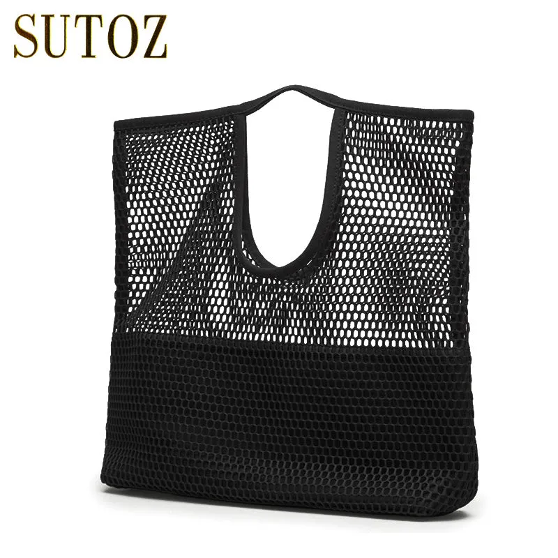 Fashion Minimalist Mesh Women's Handbags Hollow Out Pouch Handbag Shopping Bag Folded Lady Designer Clutch Casual Totes BA148