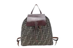 FENDI VINTAGE ZUCCA DRAWSTRING BACKPACK BROWN MONOGRAM CANVAS SILVER HARDWARE NO DUST COVER