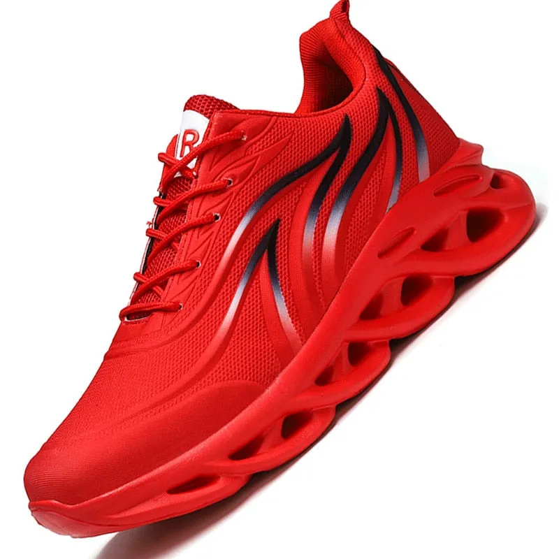 Flame Printed Sneakers Flying Weave Sports Shoes