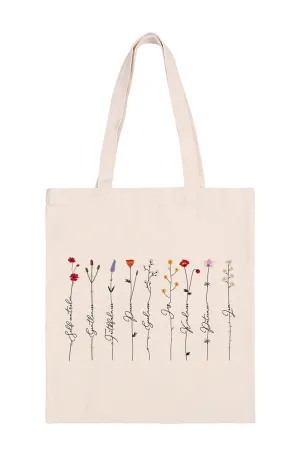 FLORAL INSPRIRATIONAL PRINT MINIMALIST FASHION TOTE BAG