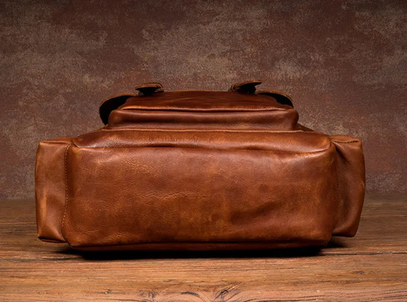 Full Grain Leather Backpack For Mens Handmade Leather Laptop Backpack Leather Travel Rucksack MS158