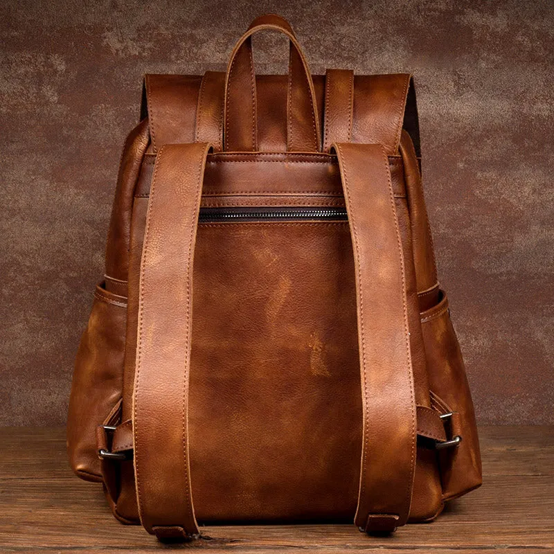 Full Grain Leather Backpack For Mens Handmade Leather Laptop Backpack Leather Travel Rucksack MS158