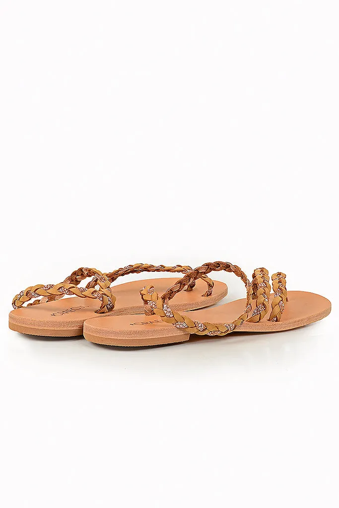 Gaea Beige Leather Sandals