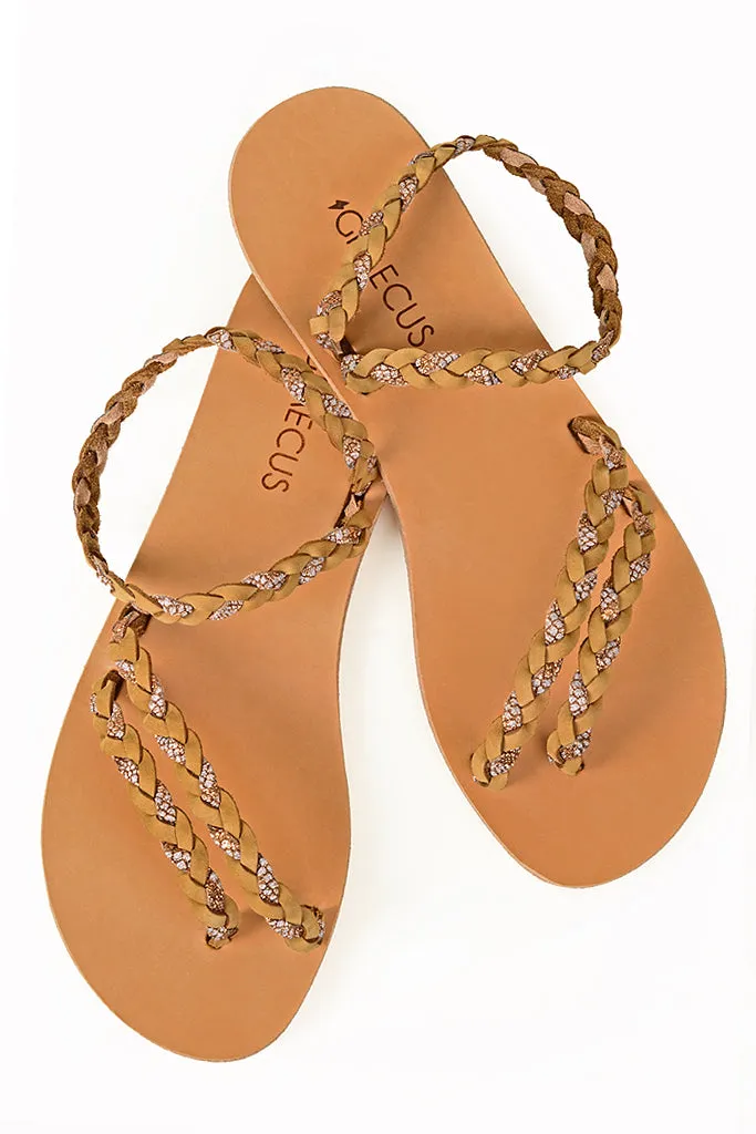 Gaea Beige Leather Sandals
