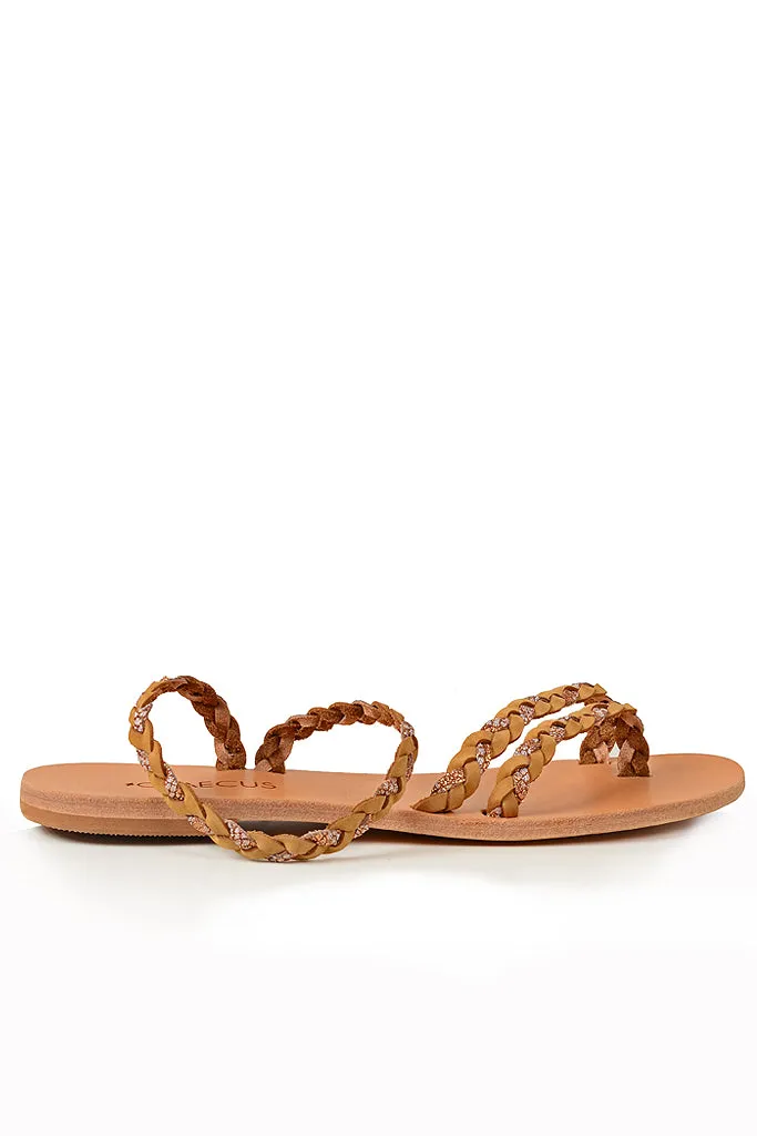 Gaea Beige Leather Sandals
