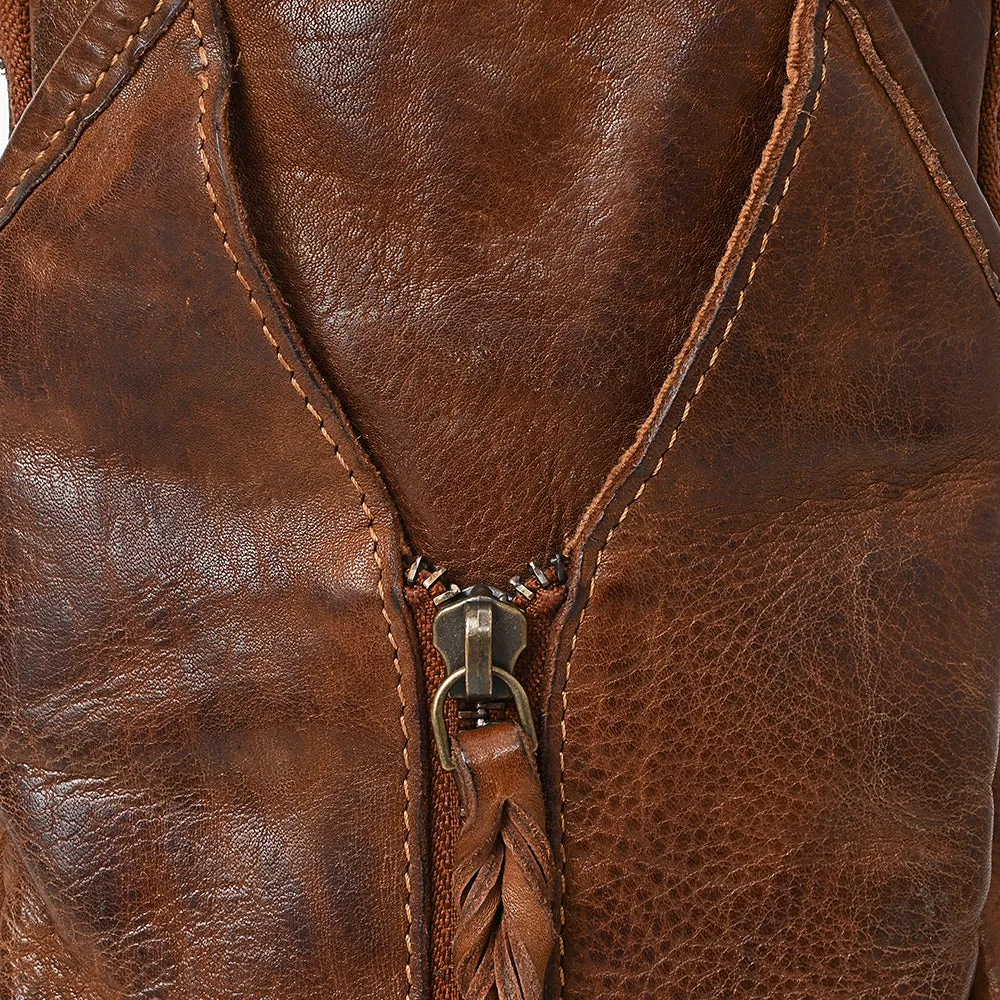 Genuine Western Leather Sling Bag For Women Crossbody Shoulder Backpack
