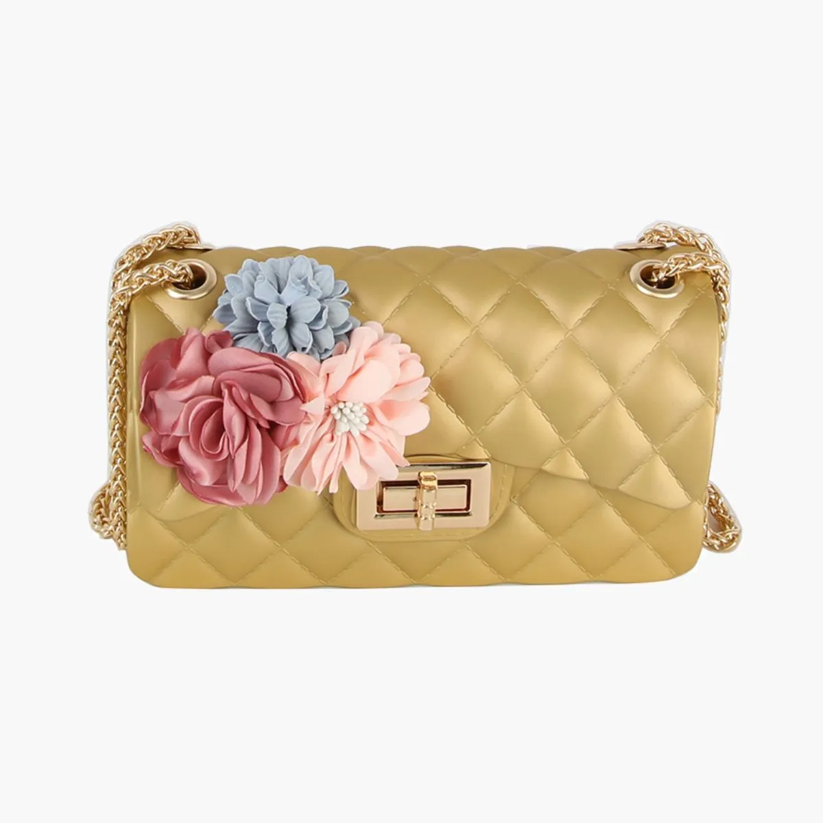 Gold Quilted Jelly Crossbody Bag