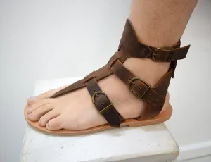 Greek Roman leather sandals for men