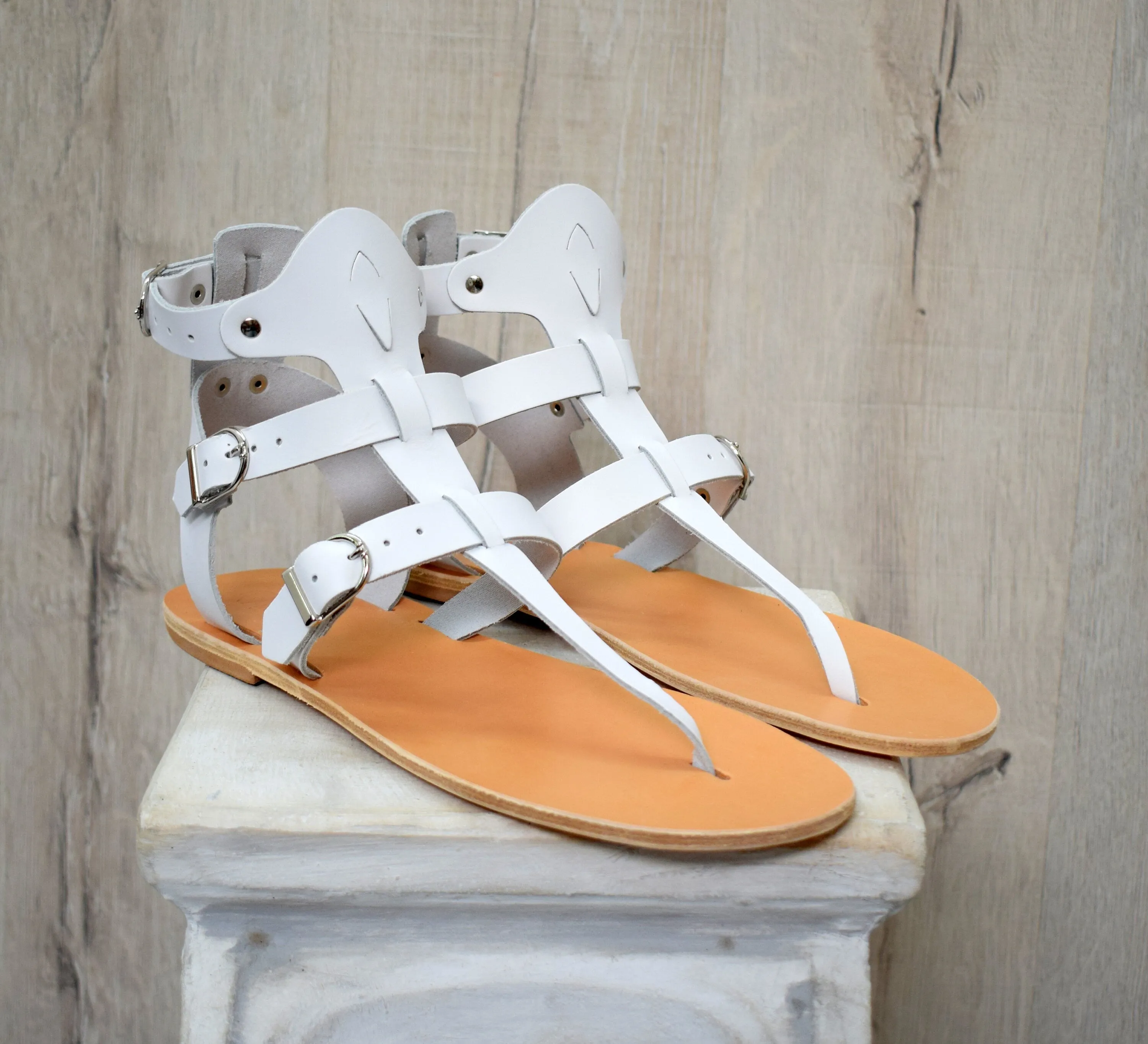 Greek Roman leather sandals for men