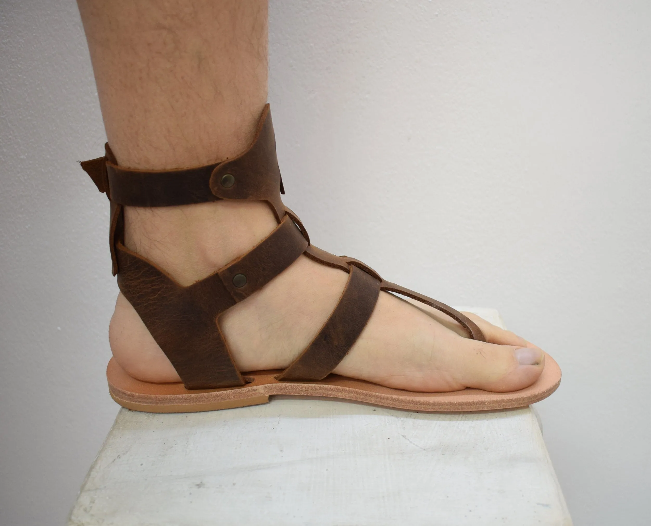 Greek Roman leather sandals for men