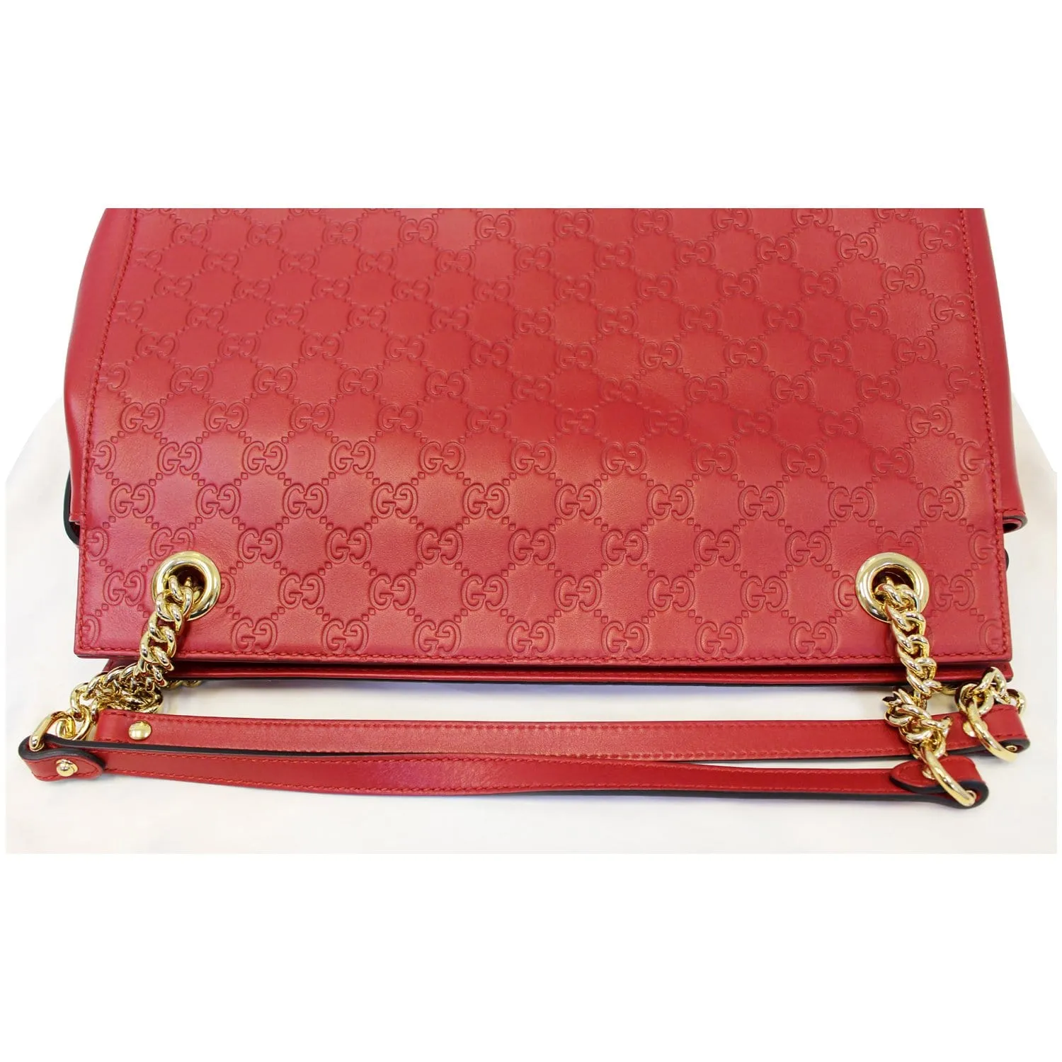 GUCCI Guccissima Leather Soft Signature Shoulder Bag Red