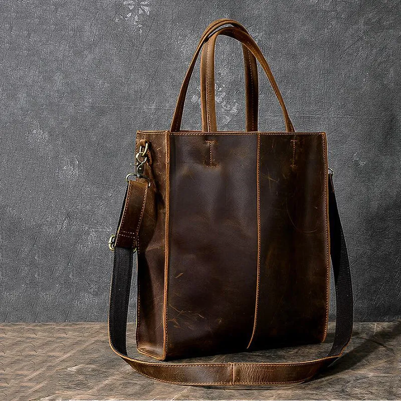 Handmade Tote Bag Crazy Horse Leather Shoulder Bag Shopping Bag