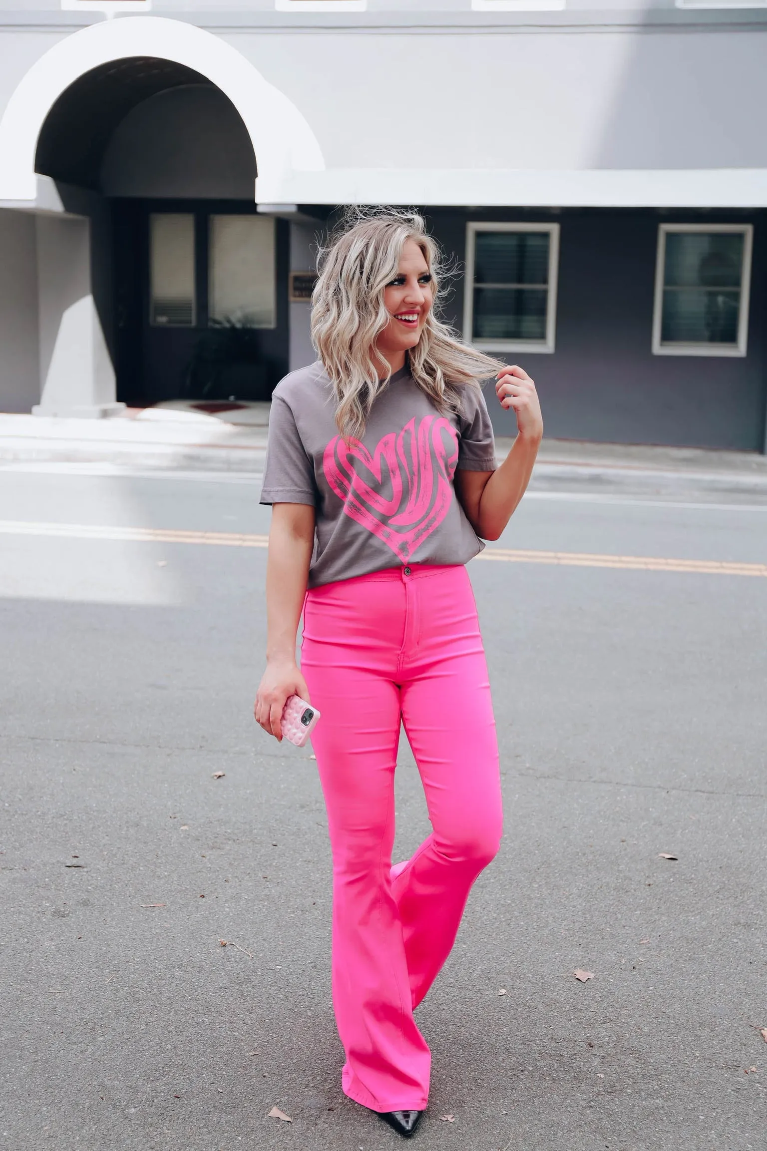 Heart "Love" Graphic Tee - Charcoal