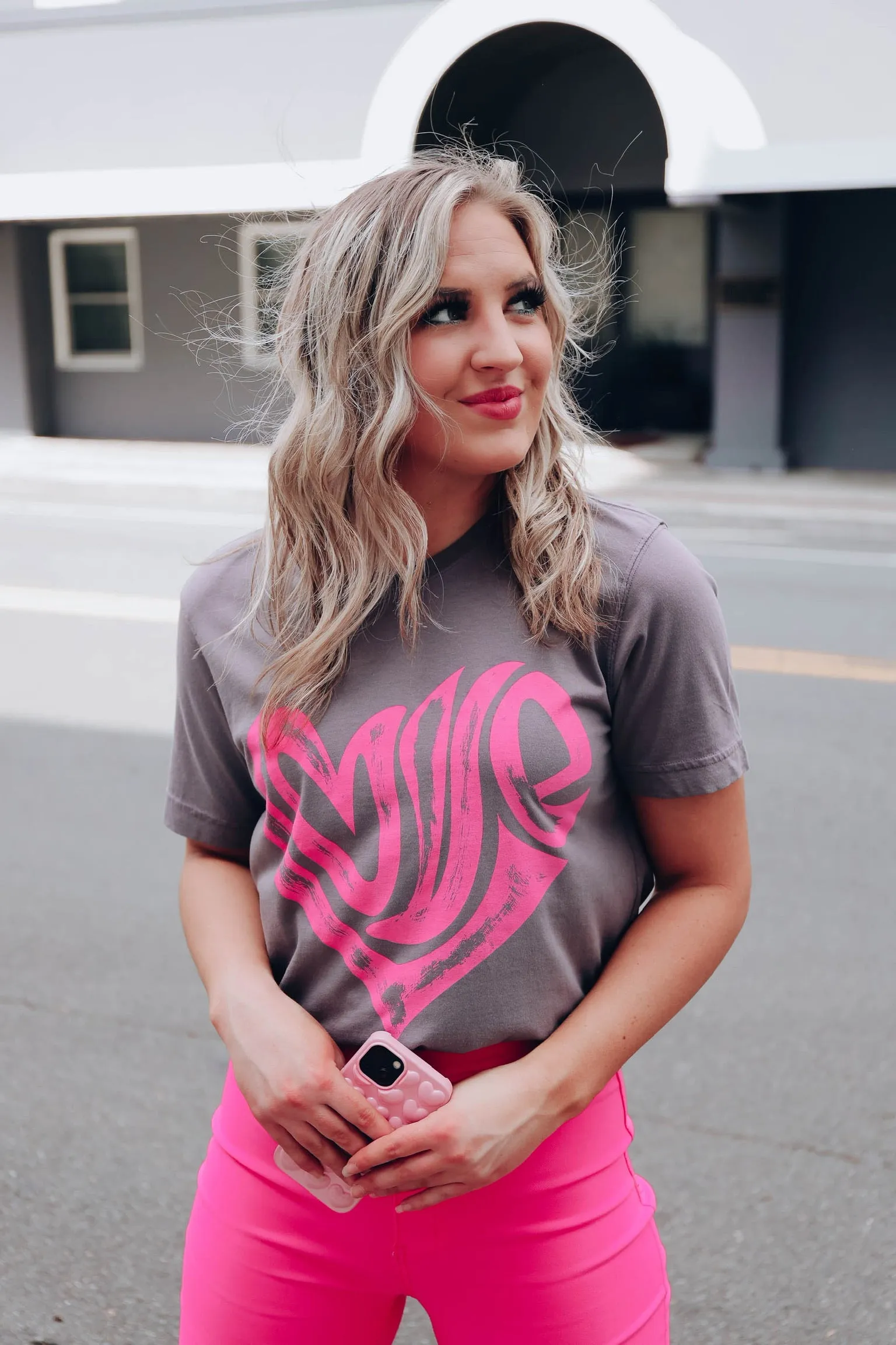 Heart "Love" Graphic Tee - Charcoal
