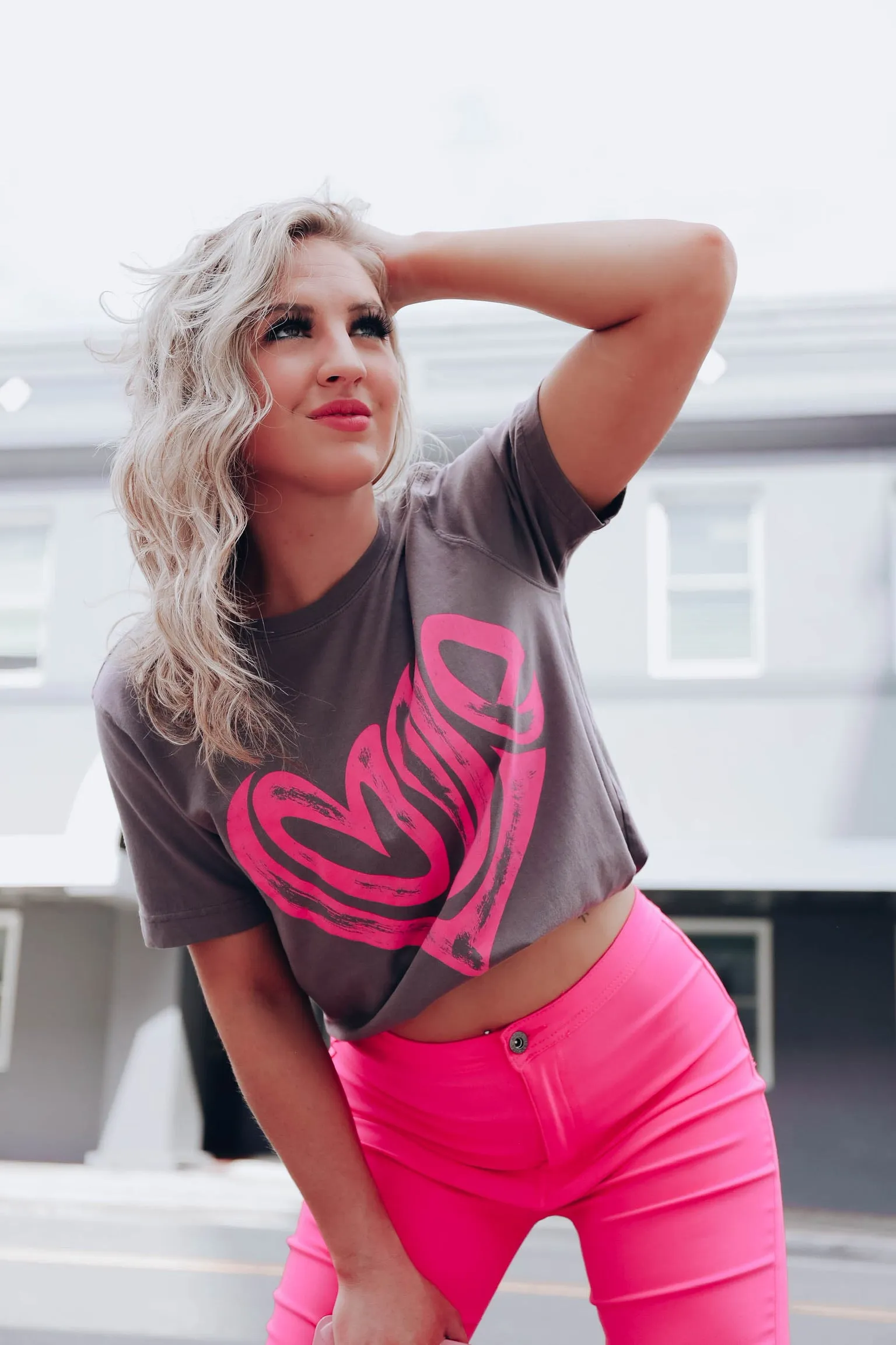 Heart "Love" Graphic Tee - Charcoal