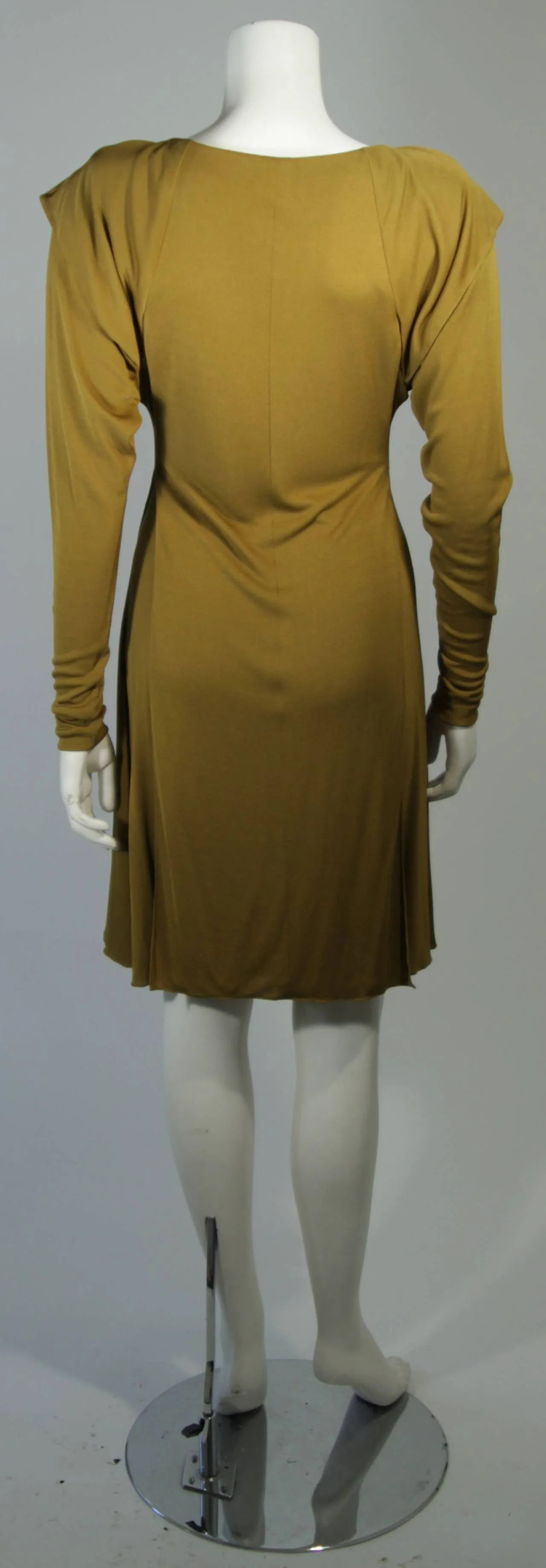 HOLLY HARP Curry Green Long Sleeve Jersey Dress Size Small