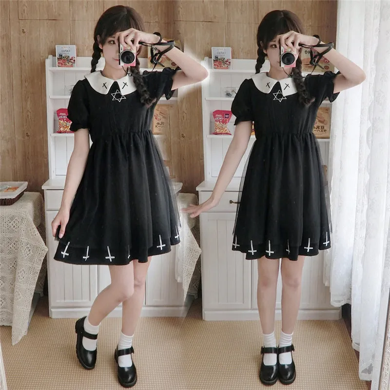 Japanese Soft Girl Cross Hexagram Dress UB6169