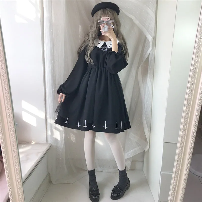 Japanese Soft Girl Cross Hexagram Dress UB6169