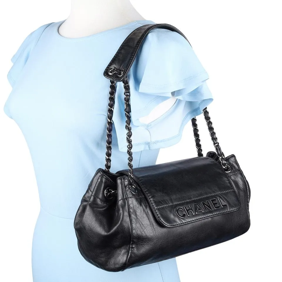 Lambskin Leather Front Flap Shoulder Bag
