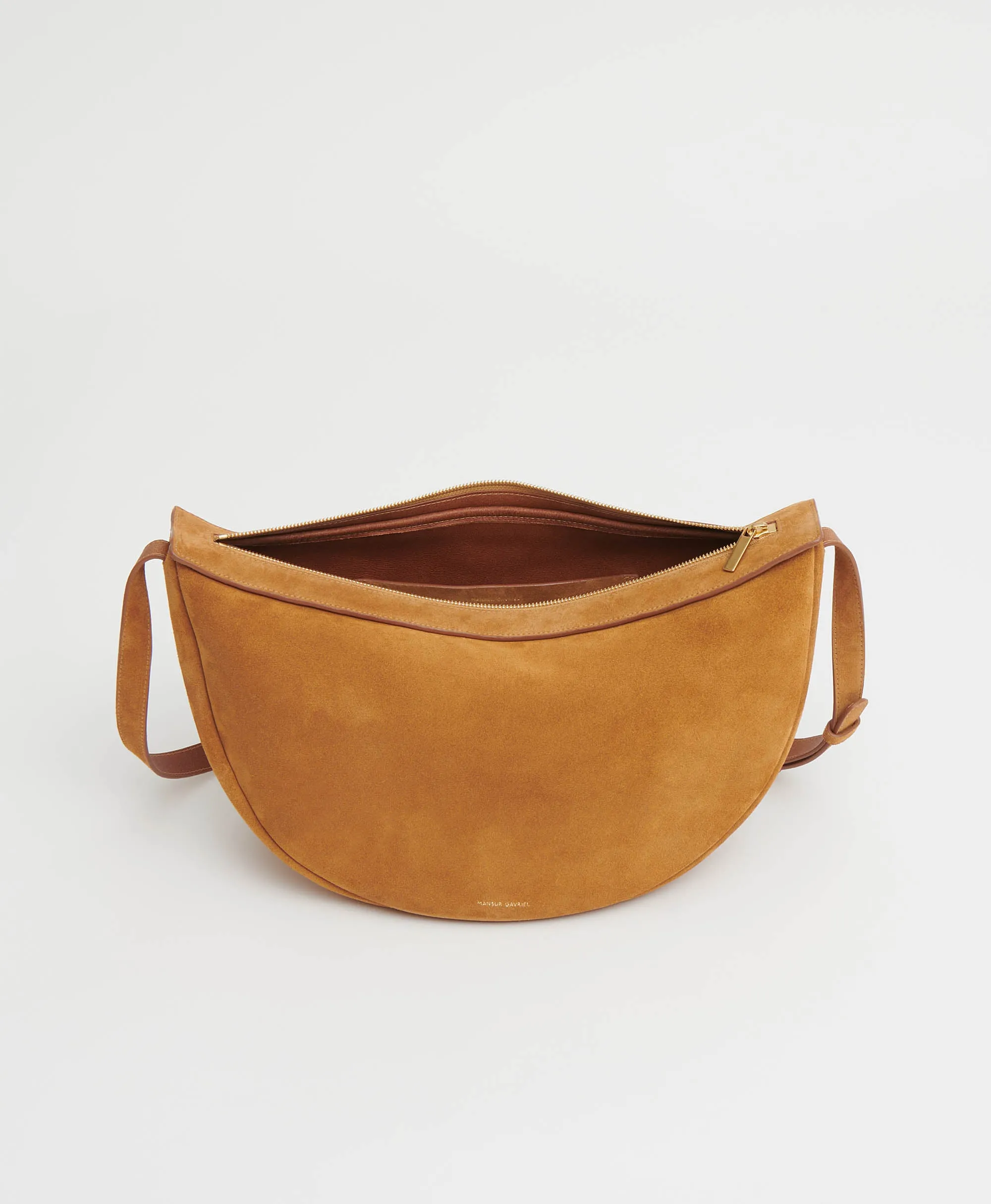 Large Moon Sling Bag - Caramel Suede
